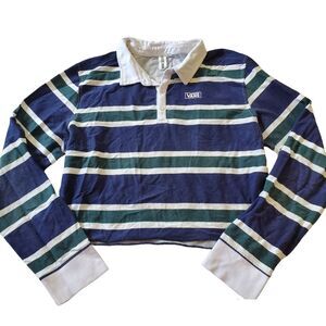 VANS Wide Striped Collared Cropped Top Size Large